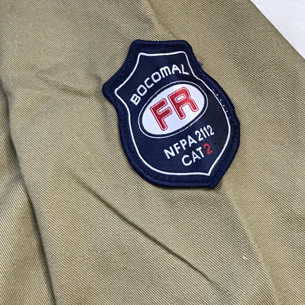 BOCOMAL‎ 7.5oz FR Flame Resistant Shirt Men's Sz 2XL Khaki 100% Cotton NFPA2112 - Picture 12 of 16